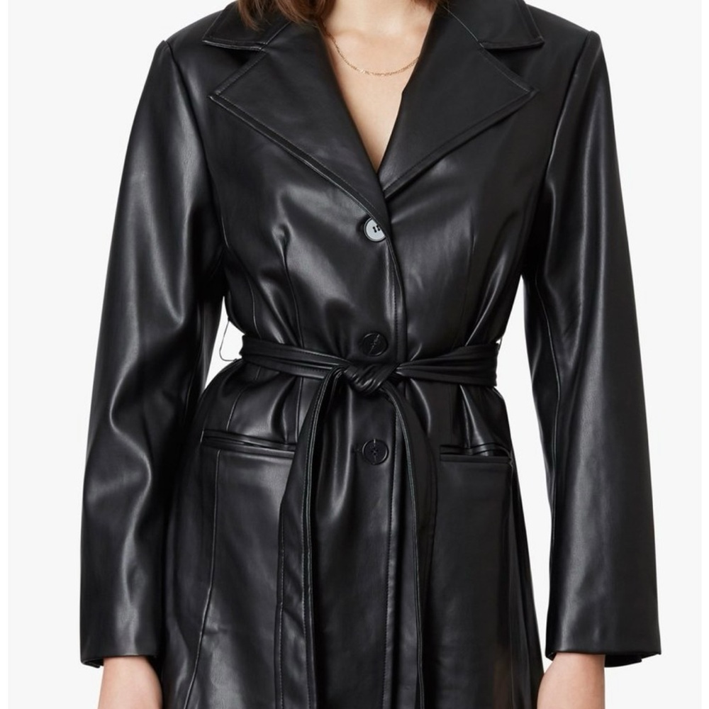 Revolve Green Leather Belted Jacket